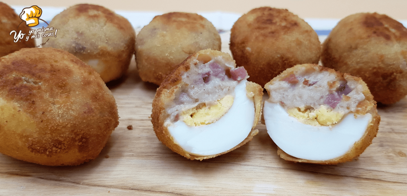Huevos rellenos con bechamel de jamón