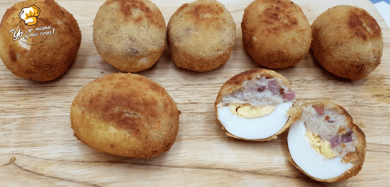 Huevos rellenos con bechamel de jamón