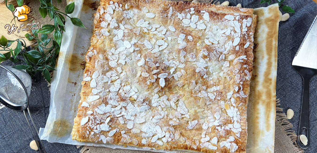 torta de hojaldre con almendras y crema