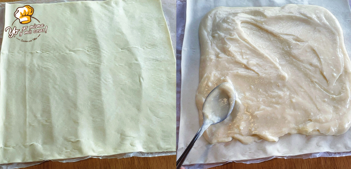 torta de hojaldre con almendras y crema