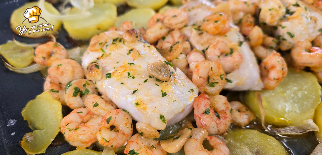 Receta de merluza con gambas