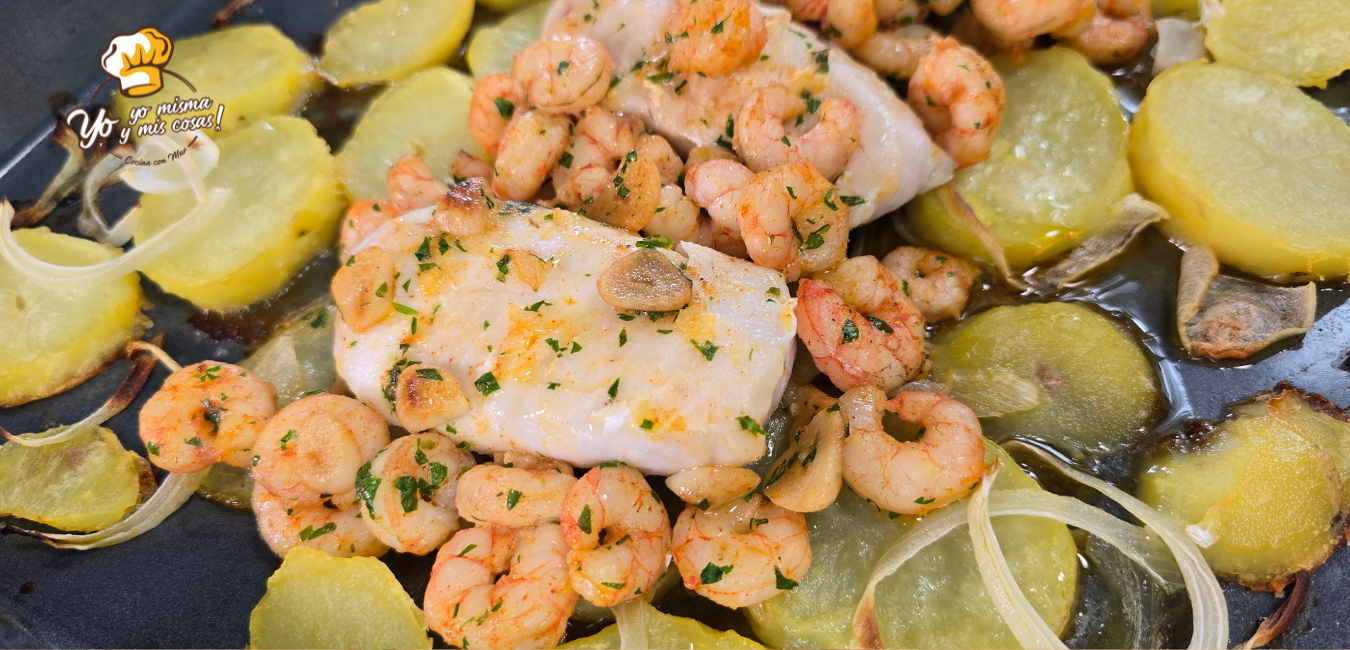 Receta de merluza con gambas