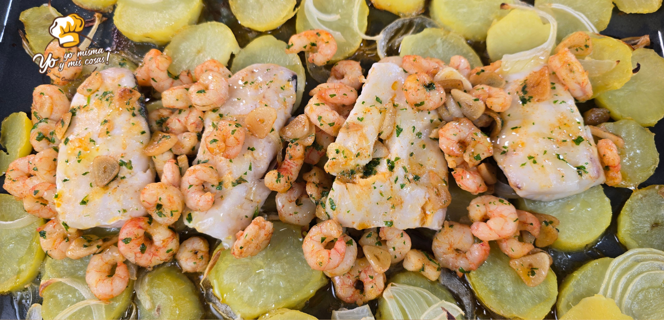 Receta de merluza con gambas